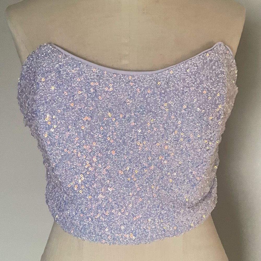 Mabel Haven sequin strapless crop top size M
